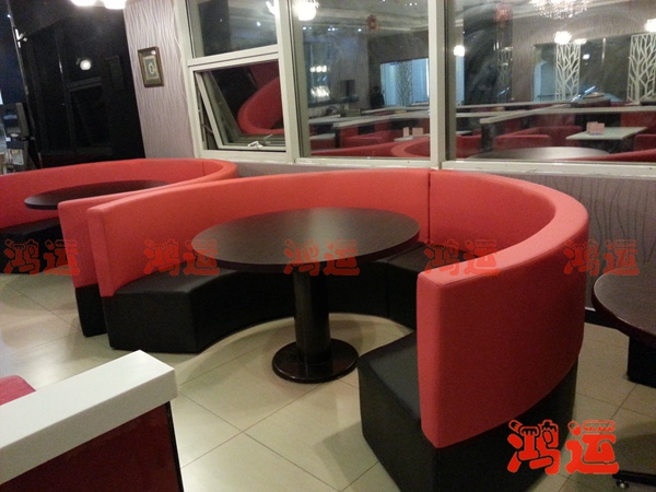 餐厅家具定制 红黑相间弧形卡座ZXCTSF-1032