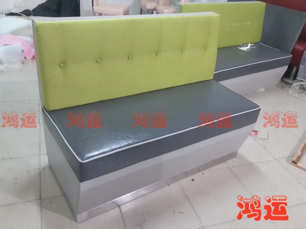 茶餐厅沙发 优质浅绿色西皮卡座沙发CCTSF-1035